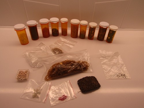 Lot 17 Different Vintage Bead Selections--Seed Beads--Bugle Beads--Rhinestones