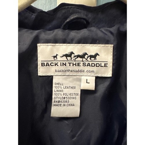 Back in the Saddle Navy Blue Suede Fringe Jacket Western Style Size L - Picture 3 of 7