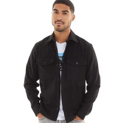 JACK JONES Mens Black Long Sleeve Button Up Shirt Jacket Size L