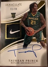 2016 Immaculate Rookie Auto Patch Taurean Prince RC RPA Baylor Nike Logo 93/99