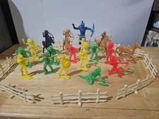 Vintage Lot Of MPC Tim-Mee Marx Cowboys, Indians,Horses Etc Plastic Toys