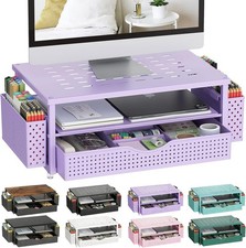 Monitor Stand with Drawer and 2 Pen Holders Monitor Riser Dual-Layer Storage