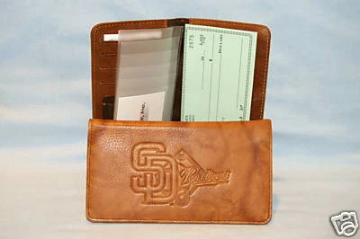 SAN DIEGO PADRES   Leather Checkbook  NEW   brown + - Image 3 of 3