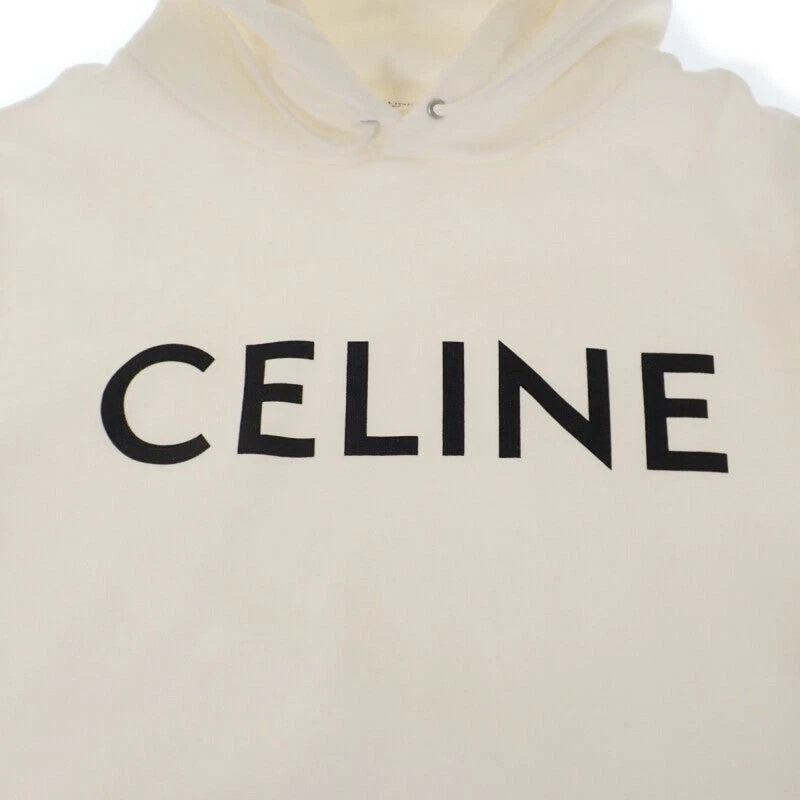 CELINE Felpa con Cappuccio Sciolta Cotone Bianco S Unisex TGIS