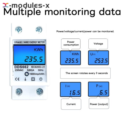 Digital Power Energy Monitor Single-phase Electric Energy Meter Multifunctional