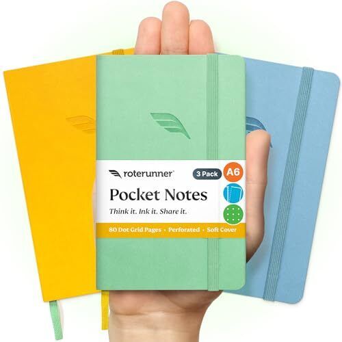 A6 Pocket Notebook () 3 Pack 3.5x5.5 Dotted Mini Notebook Journal Spring Pastel