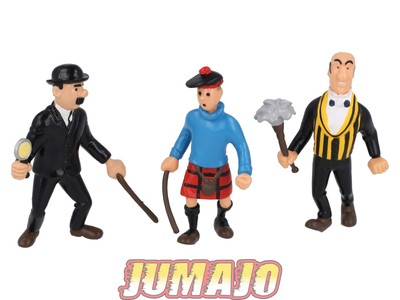 FIG98 Lot 3 figurines PVC Tintin, Tim, Kuifje PLASTOY 1994 8cm : Dupond, Tintin