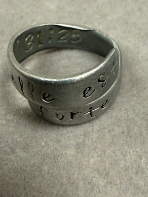 Vintage Elle Est Forte She is Strong French Silver Wrap Around Ring 2700