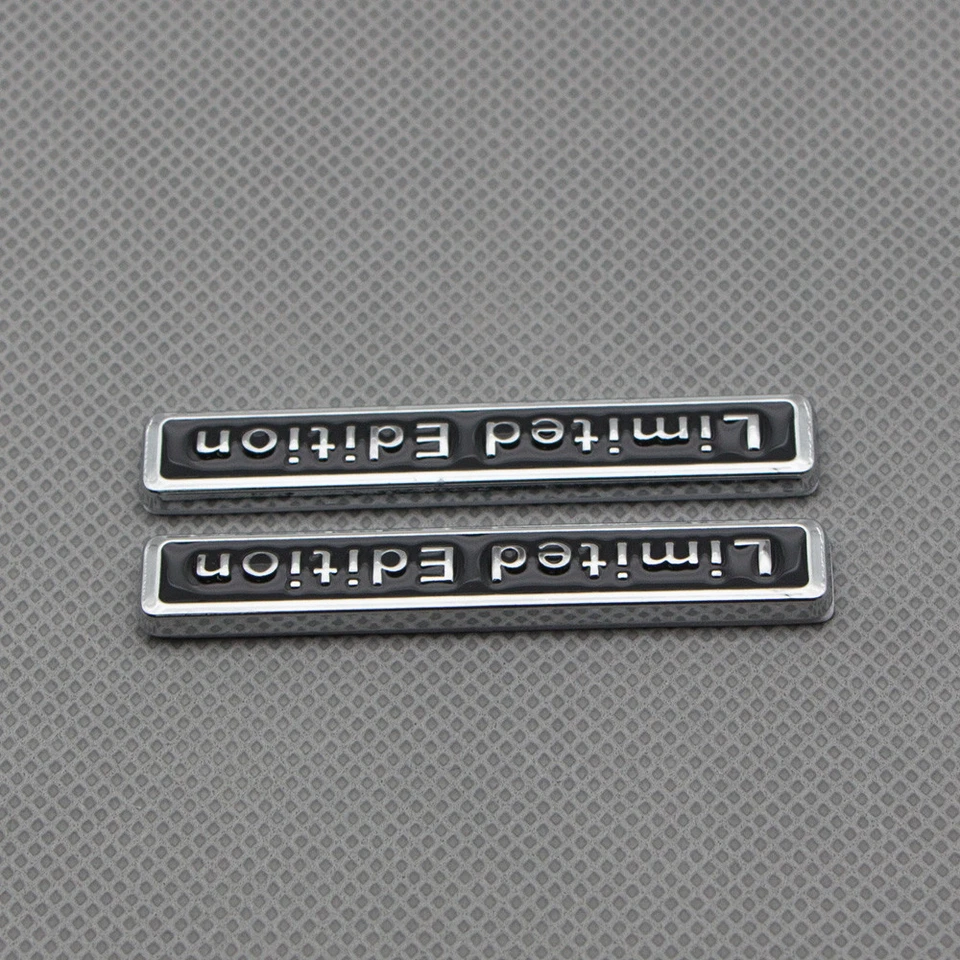2Pcs Chrome Metal Black Coated Limited Edition Side Wing Badge Rear Trunk Emblem - Image 4 of 4