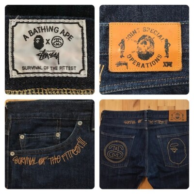 BAPE × stussy denim pants a bathing ape NIGO Size M | eBay