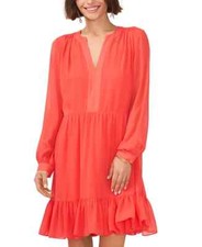 $119 Vince Camuto Women's V-neck Long Sleeve Dress, Radient Red, XL
