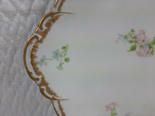 CH Field Haviland Limoges GDA France Platter Pink Floral w/ Gold Trim 17" - 第 2/9 張圖片