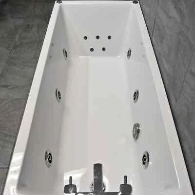 HYDROS Whirlpool Spa Bath Sam Square Slim Rim White Acrylic with Jets and Light Options