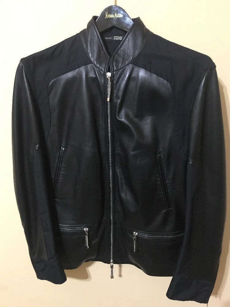 Gianfranco Ferre Black Man's Leather Jacket Made In Italy. Size EU 50