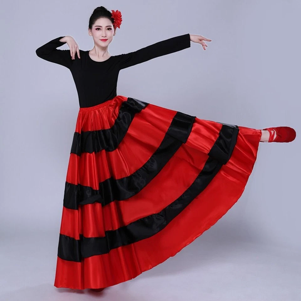 Big Swing Spanish Flamenco Skirt Smooth Large Swing Skirt for Women - image 3 of 4