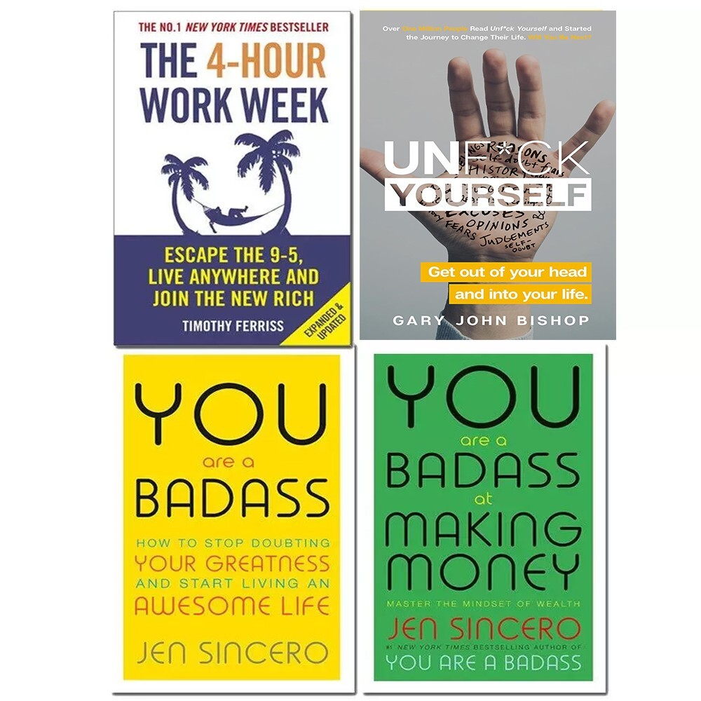 4 Hour work week, Unf ck yourself, You are a badass Making money 4 Books Set