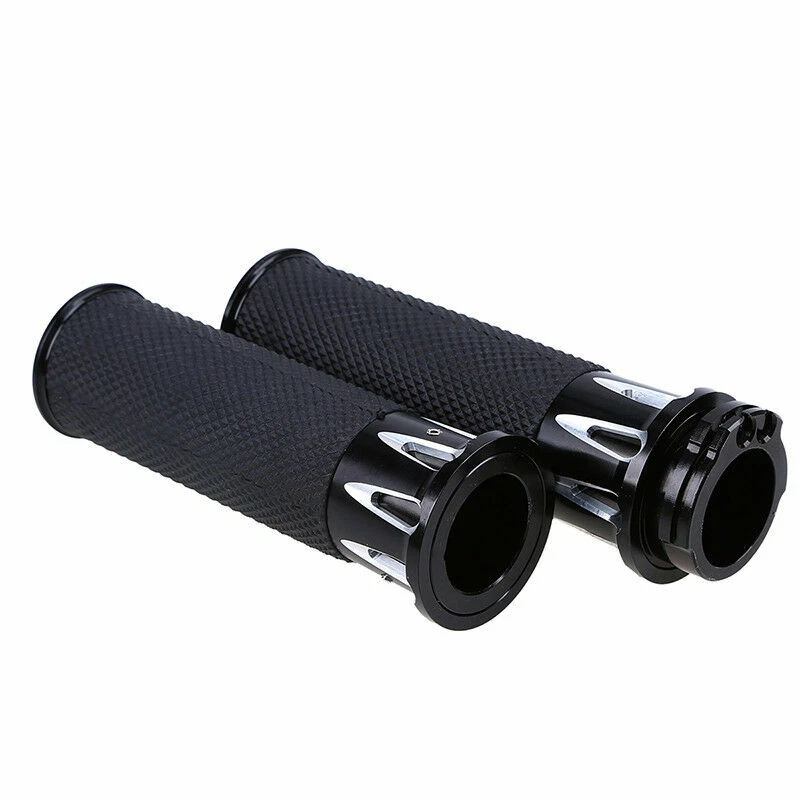 Empuñadura universal negra para manillar de motocicleta de 1" para Harley Suzuki Yamaha Foto 4 de 4