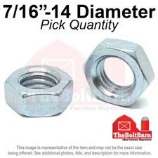 7/16"-14 Grade A Finished Hex Jam Nuts Zinc Clear COARSE Thread (Pick Quantity)