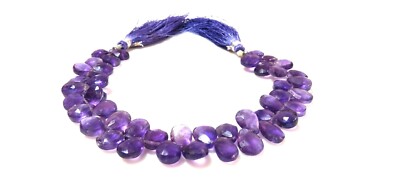 NATURAL AMETHYST PEAR 8X10-10X12MM FACETED LOOSE GEMSTONE BEADS 8''INCH 1 STRANDS
