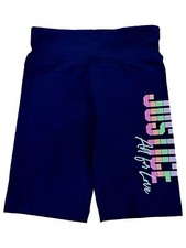 Justice Girls Navy Blue  Rainbow All for Love Athletic Bike Shorts