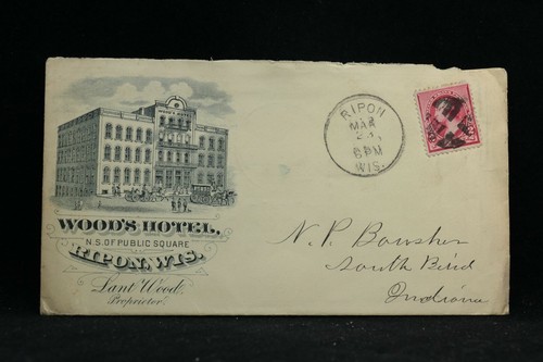 Wisconsin: Ripon 1892 Woods Hotel Advertising Cover Great Illustrated Letter