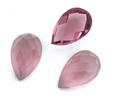 2 - 18mm x 13mm Pear Facet Flat Bottom Lab Quartz Pink Tourmaline Color Cab Gem
