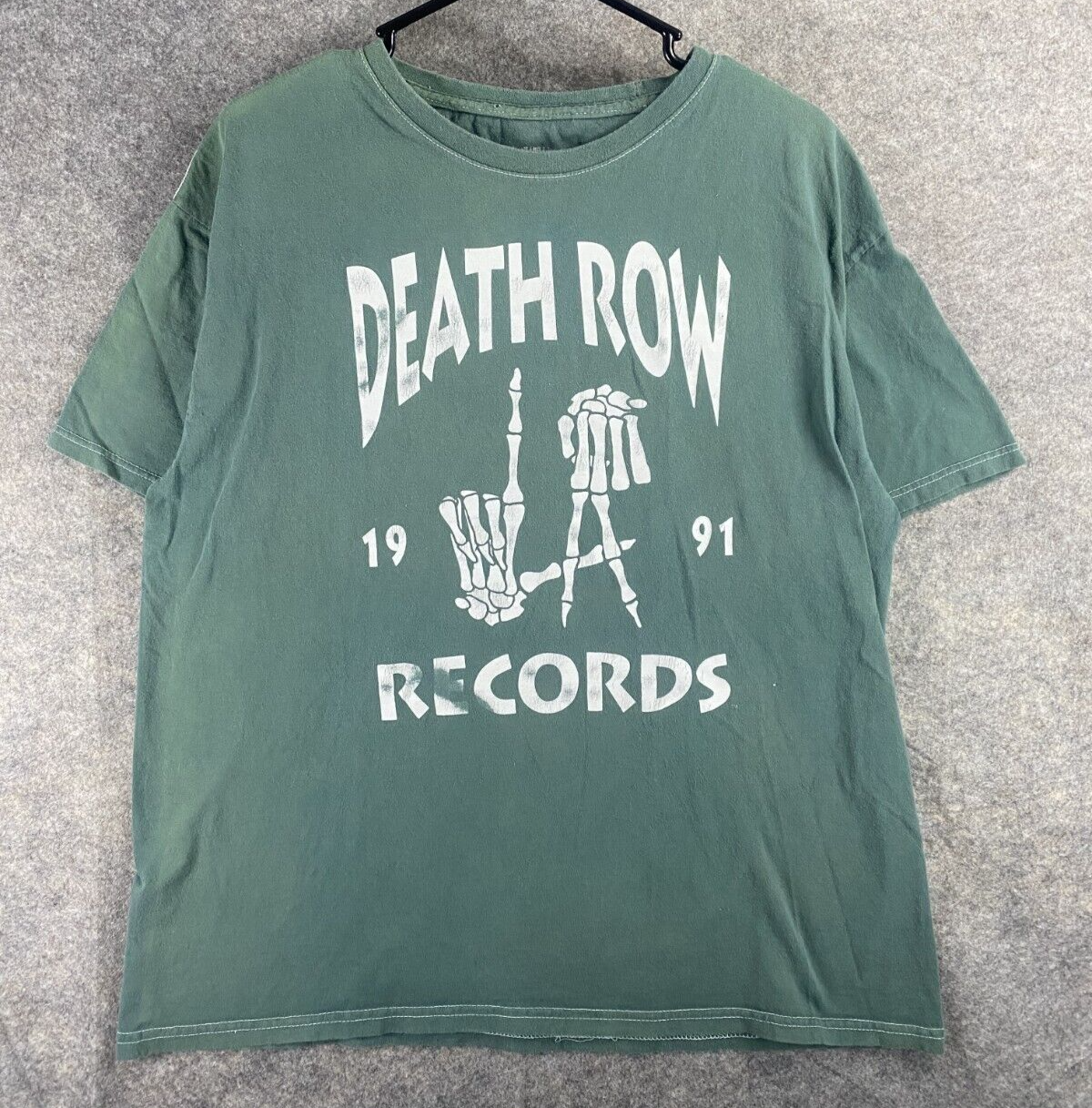 FILA Maglietta Death Row Records uomo XL verde LA Grim Reaper Hands 1991 maglietta grafica