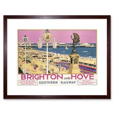 Wee Blue Coo Travel Brighton Hove Sussex Beach Resort Pier Sea Pink Sky Framed W