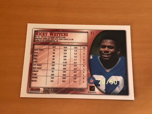1998 Bowman Chrome Golden Anniversary No.91 Ricky Watters /50 - Bild 2 von 2