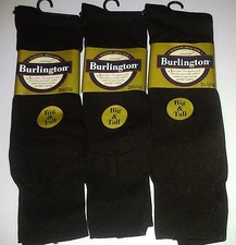 Burlington Dress Nylon Crew Sock, Big Tall 12  up , Chocolate Brown, 3 pairs