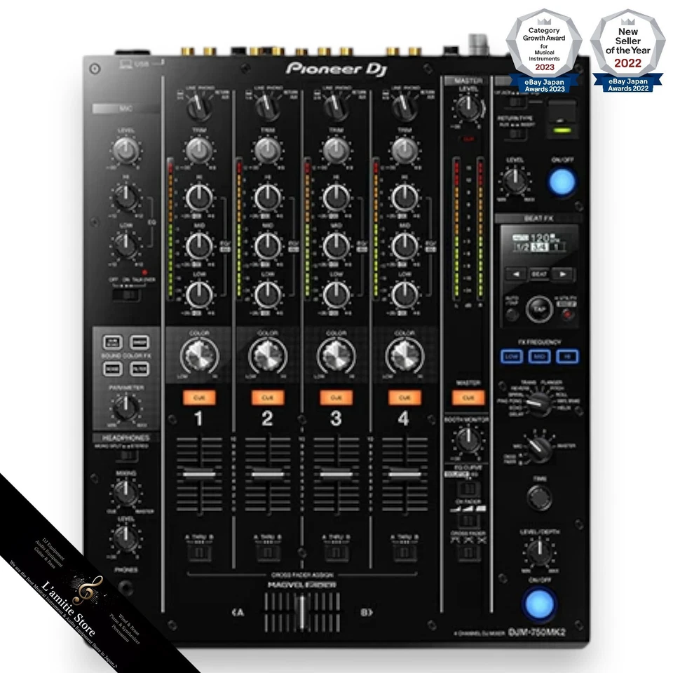 Pioneer DJM-750MK2 Pro DJ Mixer Rekorodbox 4-Channel DJM750MK2 750 MK2 JP Black - Image 4 of 4