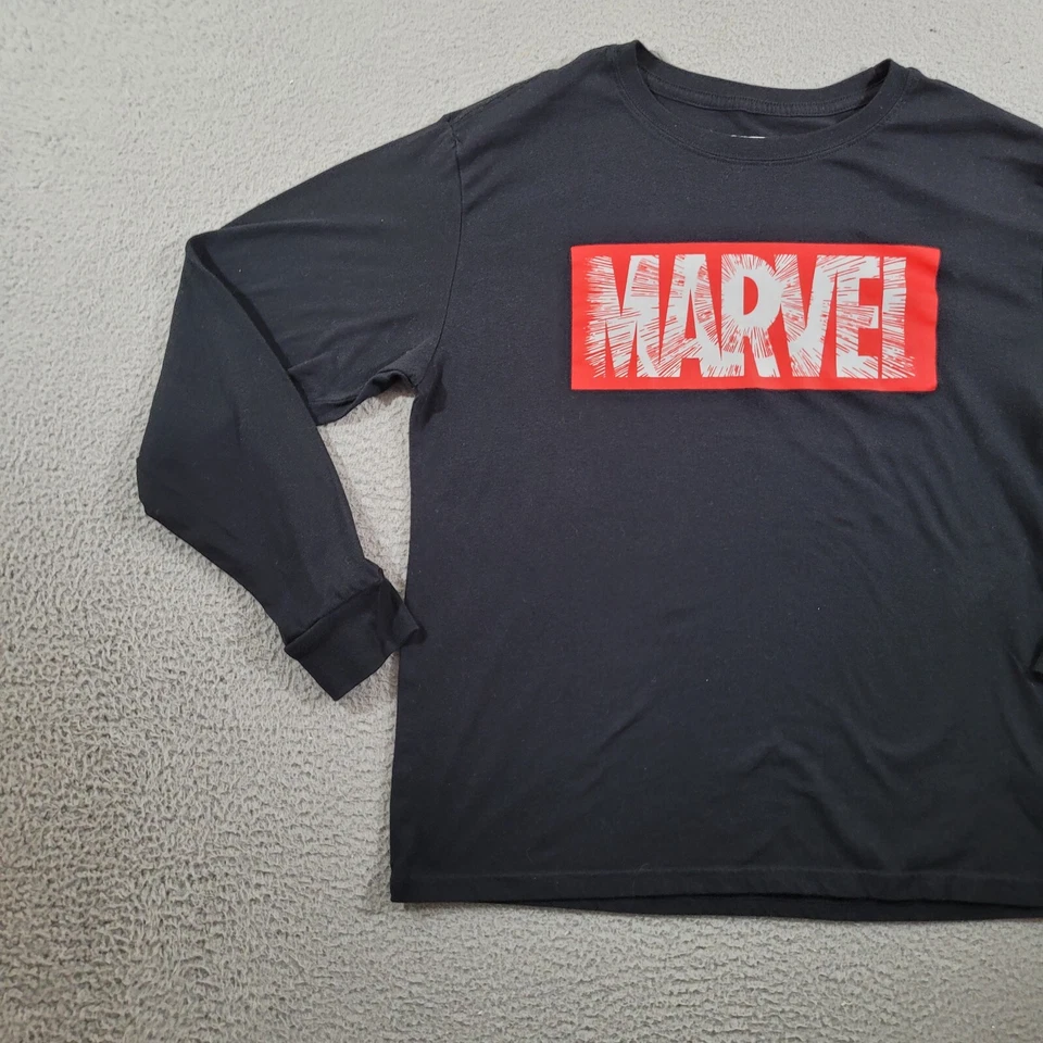 Marvel Shirt Boys Extra Large Black Box Logo Spell Out Retro Nerd Super Hero Tee - Image 4 of 4