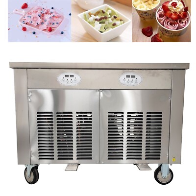 Double Pan Double Pressure Fried Yogurt Machine 110V Fried Ice Cream Machine