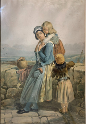 Joseph John Jenkins 1811-1885 Antike Aquarell Lithographie 1885 Put Me Down