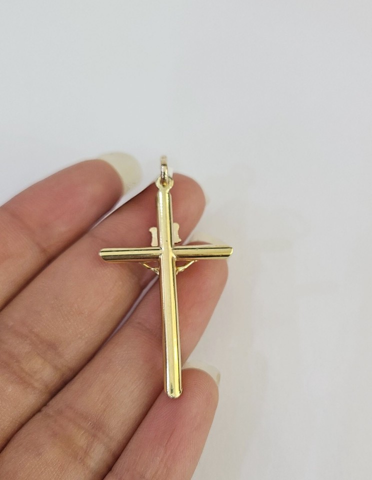10k Yellow Gold INRI Jesus Cross Pendant - 3D Design, 14.6 Grams