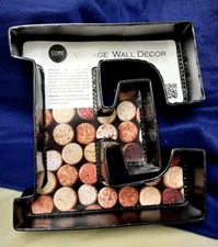WINE LETTER CORK HOLDER ART WALL DECOR- METAL LETTER WINE CORK HOLDER- LETTER "E