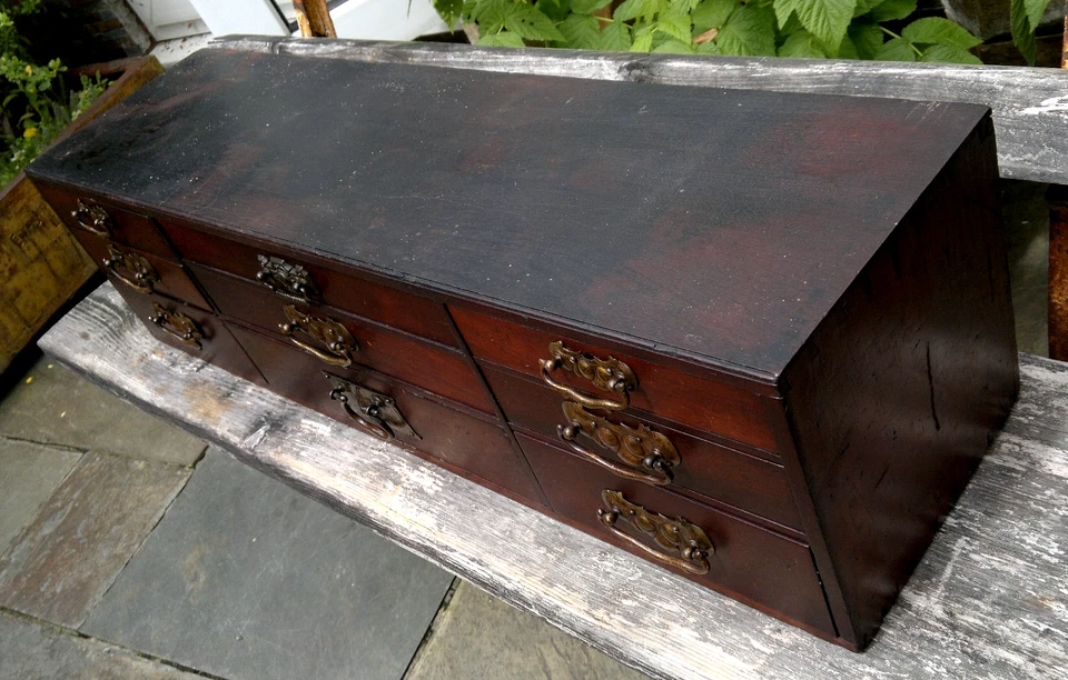 Антикварный аптекарский ~ магазинный комод столешница 87 см/26,5 дюйма в поперечнике - Изображение 3 из 4