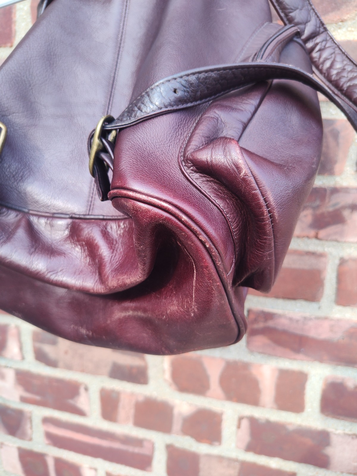 Brown Clava-style Leather Drawstring Backpack - image 7