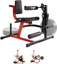 Leg Extension and Curl Machine, Adjustable Leg Machine with Plate Loaded, Leg Ex