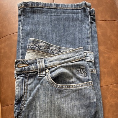 Multiblu Damen Jeans 40/32 Blau Denim Baumwolle Bootcut bestickt