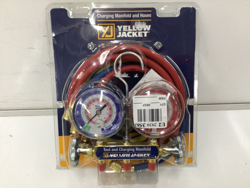 Yellow Jacket 42004 2-Valve Series 41 Test/Charging Manifold, Gauges