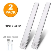 2 Pack Motion Sensor Cabinet Light, USB Rechargeable under Counter, Closet Light