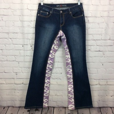 Gravitate Jeans Women s Size 10X32 Purple Flame Denim Bootcut Motorcycle Festive