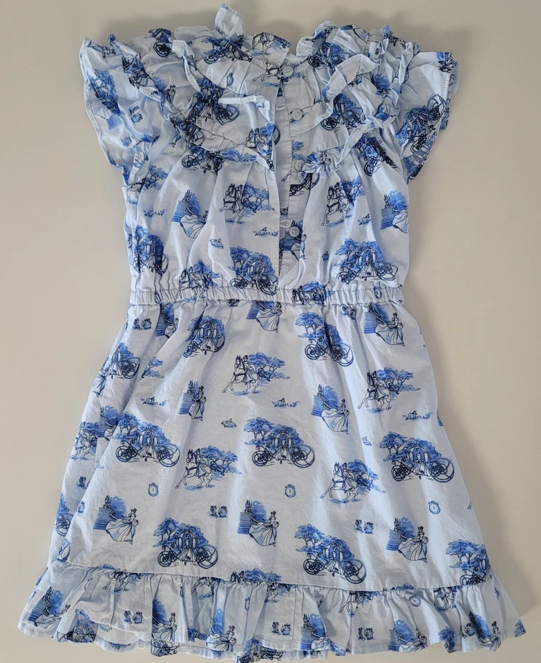 Janie And Jack 迪士尼灰姑娘礼服 5 码蓝色褶皱城堡马车 — 第 2/4 张图片