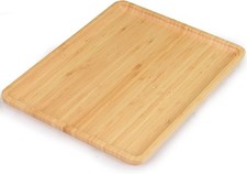 Bamboo Wooden Serving Tray 13x10 Inch Rectangular Food Tray W/ Raised Edges