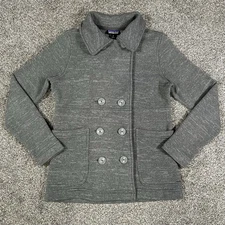 Patagonia Better Sweater Peacoat Women Medium Grey Double Breasted Fleece Jacket