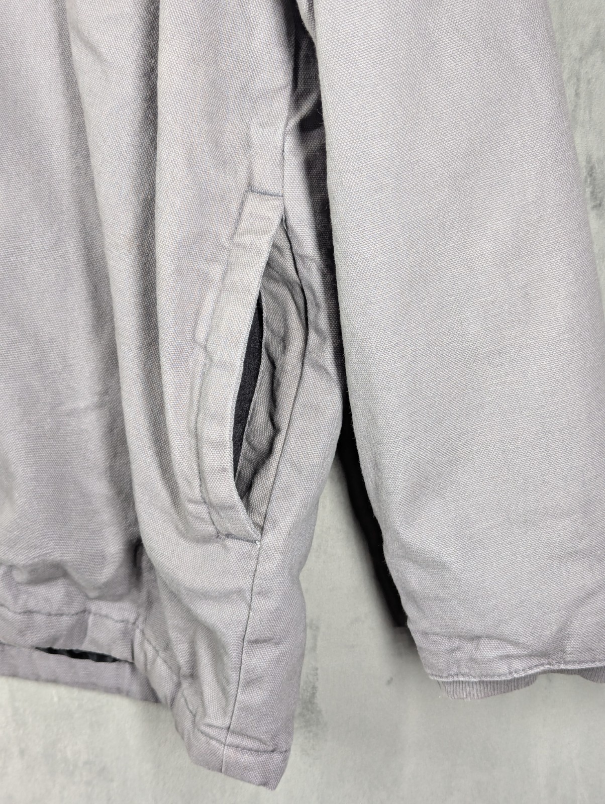 Wrangler Jacket Hooded Canvas Workwear Men's Size Medium Quilt Lined  Grey Zip image 3