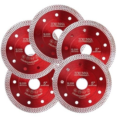 5Pc Diamond Saw Blades 5in Tile Cutting Disc for Angle Grinder