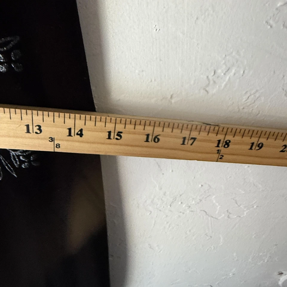 Roberta Dress Vintage 90s Medium Black Velvet Maxi Gown Floral Embroidery USA - Image 4 of 4