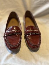 G.H. Bass Weejuns Red Leather Loafers Buckle Women s 9M Handcrafted